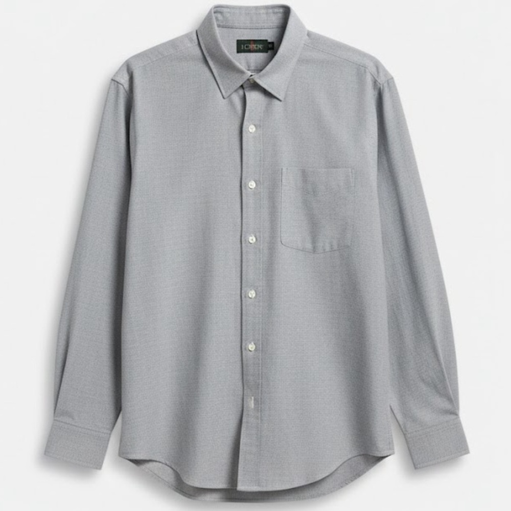 Vintage 90s J. Crew Gray Button-Up Shirt Men’s Size L 100% Cotton EUC